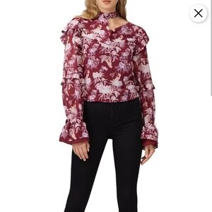 Three floor asymmetrical neck blouse